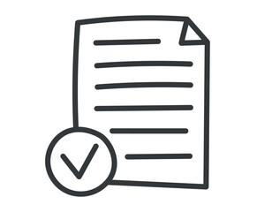 Vector isolated doodle document symbol. A sheet of paper with a curled corner and a check mark.