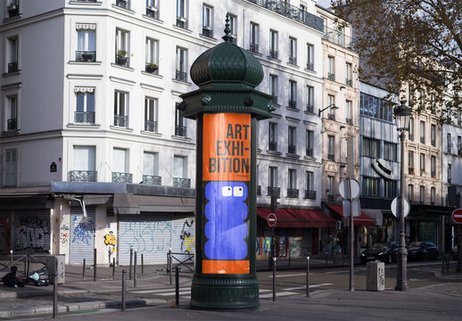 Mockup of customizable traditional street advert