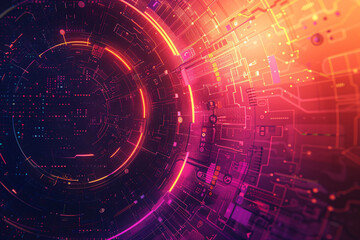 Obraz premium Abstract futuristic circuit technology background with glowing elements