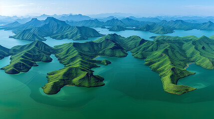 A vast body of water encircled by towering mountains
