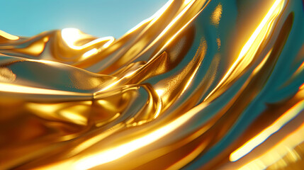 Detailed look at shiny gold material