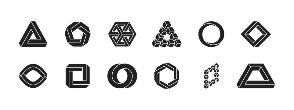 Impossible shapes collection. Geometric elements set. Vector EPS 10