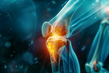 Close-up of a damaged knee joint graphic - obrazy, fototapety, plakaty