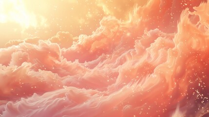 A close up of a painting with pink and orange colors, AI