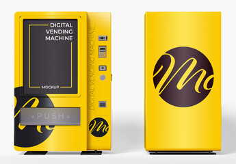 Font and Back View of Digital Vending Machine Mockup