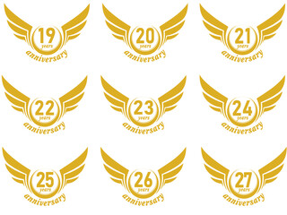 Anniversary  Celebration Logo Design Vector golden laurel wreaths
