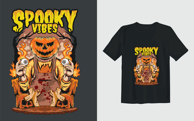 t shirt design with a skull Halloween Style