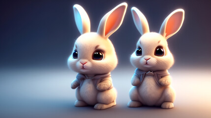 Adorable baby rabbit, 3D rendering