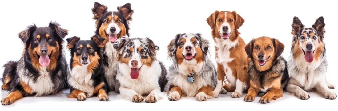 Cohort of Canines: A Cheerful Assembly of Australian Shepherd and Friends - Generative AI