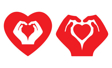 heart shape with hand icon