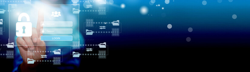   Online documentation database. AI document management system DMS concept. FTP (File Transfer Protocol), Secure FTP. Internet cloud technology, exchange information and data storage concept