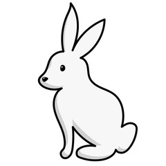 White rabbit. Easter doodles color hand drawn - 755528308