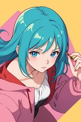 Beautiful anime girl vibrant color