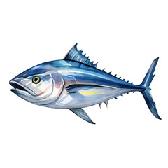 Fototapeta premium Tuna fish watercolor style with transparent background