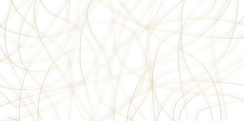  modern minimalist art chaotic scribble golden lines with shadow. Seamless luxury geometric premium golden random line transparent background. geometric design created using digital net web line.  - obrazy, fototapety, plakaty