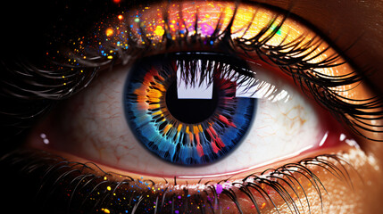 A laser vision correction of multicolor human eye - obrazy, fototapety, plakaty
