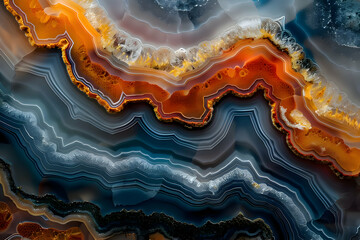 Acrylic liquid Art. Dark green waves in the abstract ocean and golden foam waves. Background or...