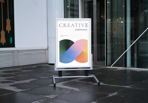 Mockup of vertical customizable freestanding sign