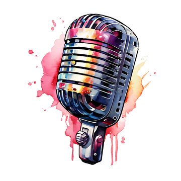 recommend clip art: Microphone Water Color with Transparent Background
