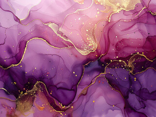 Watercolor ink alcohol golden fluid l texture abstract violet  horizontal   background