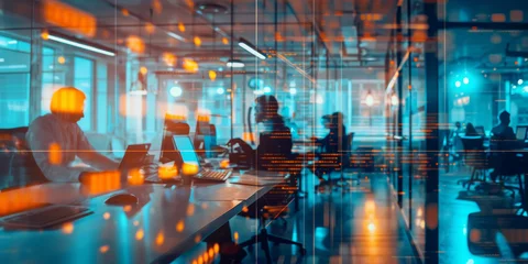 Foto op Plexiglas Blurred background of businesspeople working in modern business technology office © Marcos