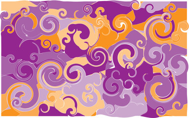 Fototapeta na wymiar Abstract wave twist purple and orange color seamless pattern