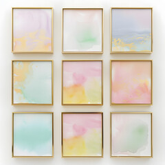 Abstract Watercolor Artwork Collection in Frames