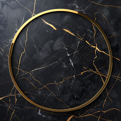 Elegant Black Marble Texture with Golden Frame