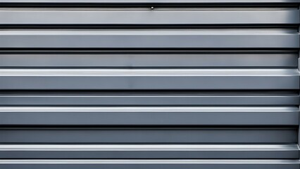 Obraz premium Metallic horizontal blinds in shades of gray, offering a sleek and modern design element with clean lines.