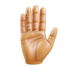 3D Cartoon Open Palm Hand Gesture Isolated on a Transparent Background