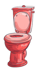Red Toilet Illustration Isolated on a Transparent Background
