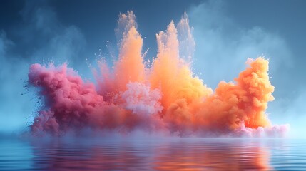 Background splash explosion of orange and pink cloud.