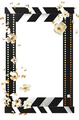 Art deco movie poster frame template with popcorn isolated on a transparent background