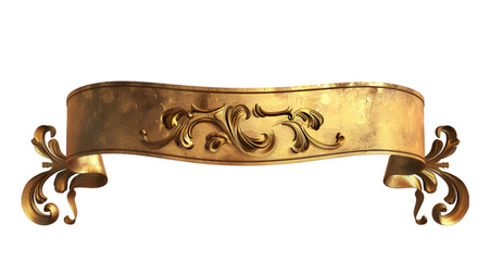 Vintage Gold Ribbon Banner Isolated on a Transparent Background