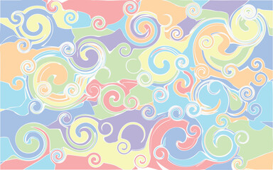 Abstract wave twist pastel color seamless pattern