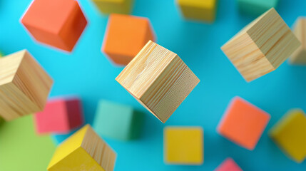 Fototapeta na wymiar background of colored wooden cubes