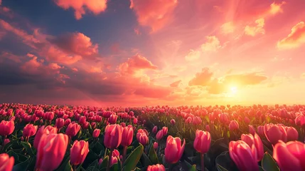 Tuinposter field of tulips © Ateeq