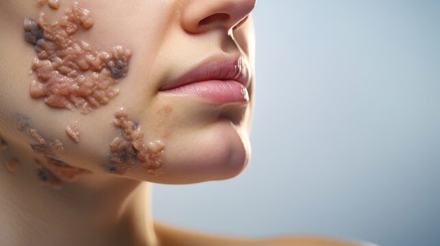 Investigate the role of sebaceous glands in regulating skin oil production and acne formationvirus macro 3d render