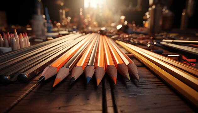 a bunch of pencils together.