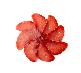 Meat Jerky Isolated, Dry Salted Turkey Fillet Slices, Thin Slices of Dehydrated Meat, Dried Turkey...