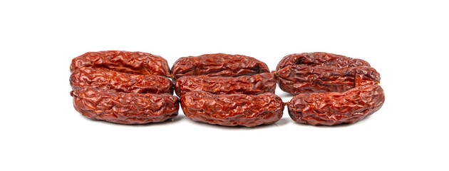 Dry Smoked Sausages Isolated, Salami Sticks, Kielbasa, Cabanossi, Kabanos, Dry Embutido, Chorizo, Bratwurst