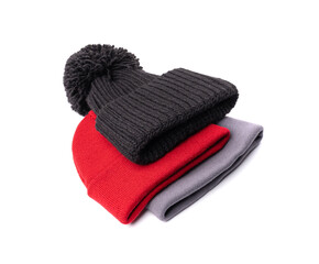 Winter Hat Isolated, Knitted Cap, Beige Winter Hat on White Background