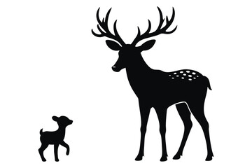 create-a-silhouette-image-deer-and-cute-baby-white vect.eps
