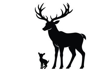 Naklejka na ściany i meble create-a-silhouette-image-deer-and-cute-baby.eps
