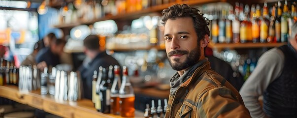 Guard overlooking a crowded bar . Concept Security, Bar Atmosphere, Watchful Eye, Crowd Control, Nightlife