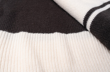 Striped Fabric Texture Background, Black and White Textile Pattern, Soft Comfortable Material Mockup