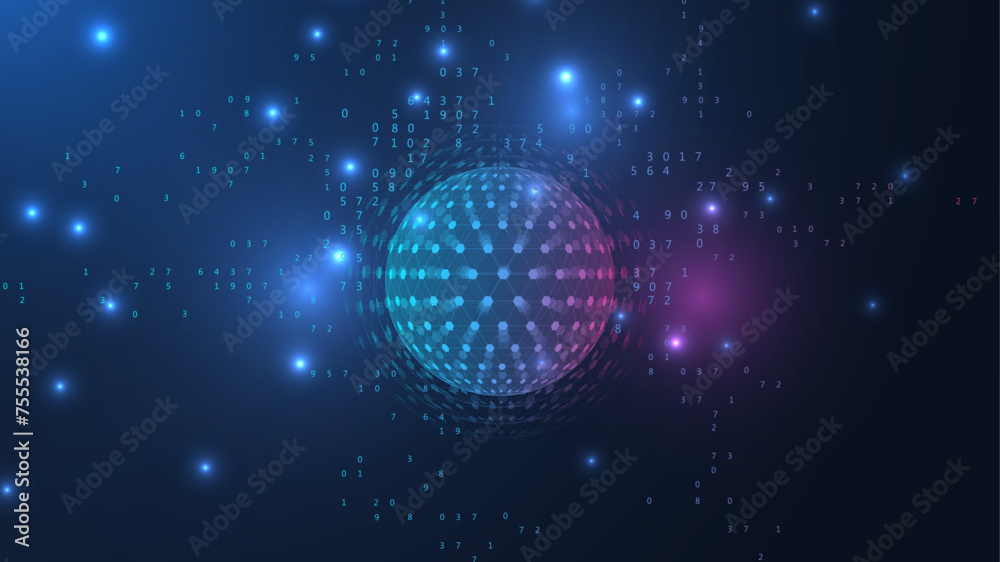 Fototapete quantum computing. quantum processing. artificial intelligence quantum computer technology concept. 