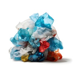 Pile of Plastic Waste on a White Background