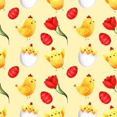 seamless pattern with chickens