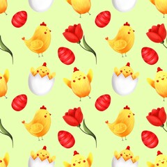 seamless pattern with chickens